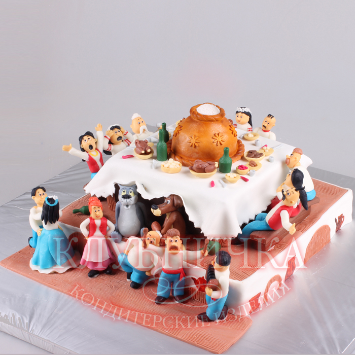Свадебный торт "Свадьба в стиле мультфильма"